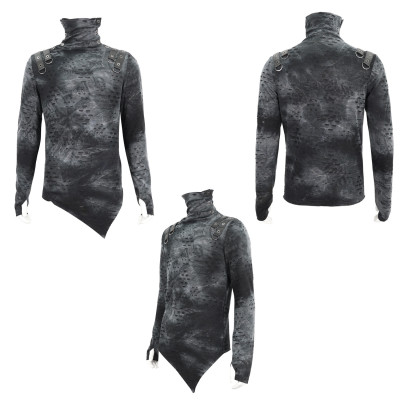 Asymmetrisches Gothic T-Shirt mit Kapuze für Männer