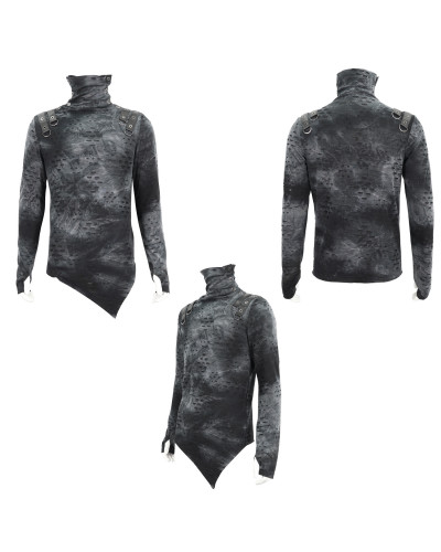 Camiseta Gótica Asimétrica con Capucha para Hombre