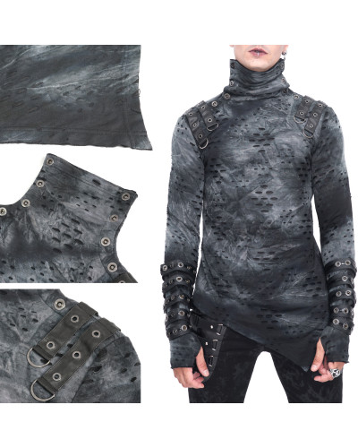 Camiseta Gótica Asimétrica con Capucha para Hombre