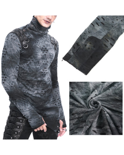 Camiseta Gótica Asimétrica con Capucha para Hombre