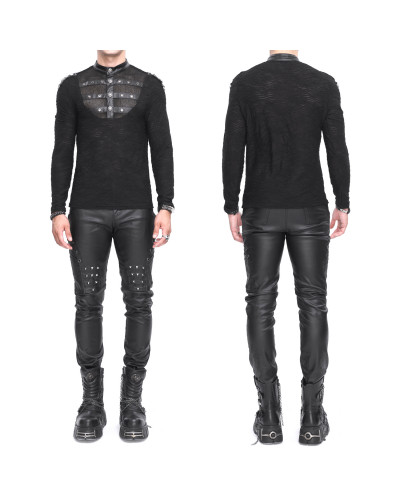Camiseta Gótica con Rejilla y Cruzados para Hombre