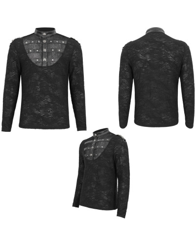 Camiseta Gótica con Rejilla y Cruzados para Hombre