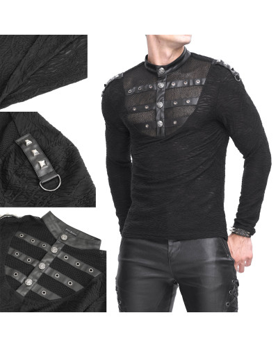 Camiseta Gótica con Rejilla y Cruzados para Hombre