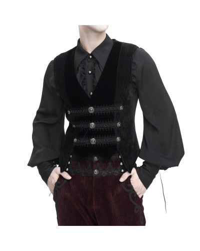 Schwarze Gothic Weste mit Brokat für Männer