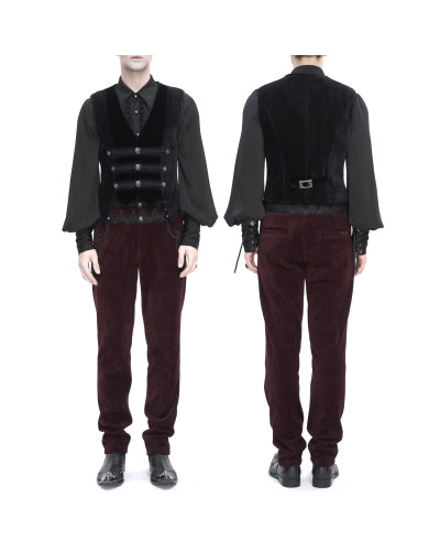Schwarze Gothic Weste mit Brokat für Männer
