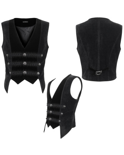 Chaleco Gótico Negro con Brocado para Hombre