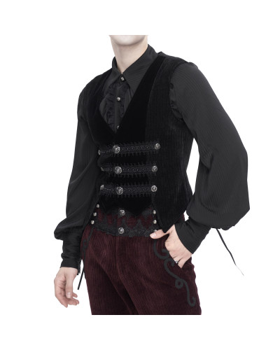 Schwarze Gothic Weste mit Brokat für Männer
