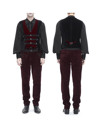 Black Gothic Vest with Brocade for Men