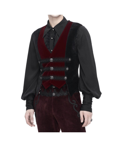 Black Gothic Vest with Brocade for Men