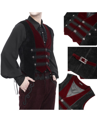 Chaleco Gótico Negro con Brocado para Hombre