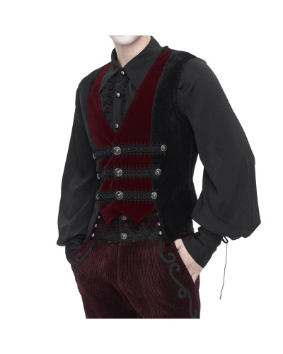 Black Gothic Vest with Brocade for Men