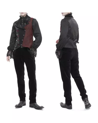 Black and Red Asymmetrical Vest for Men from Devil Fashion Brand at €79.90