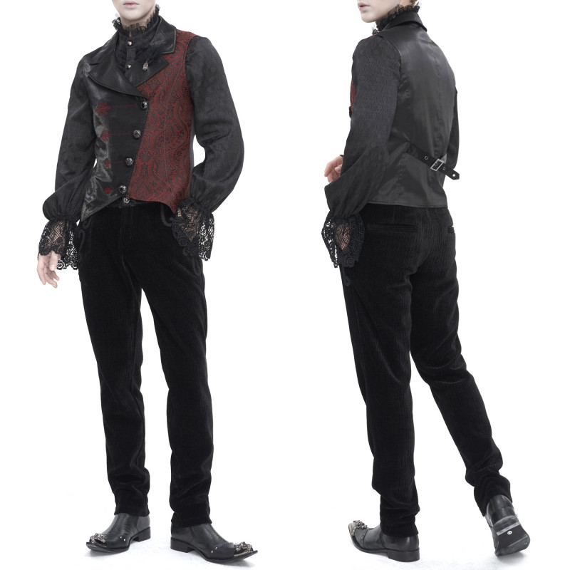 Chaleco Rojo y Negro Asimétrico para Hombre