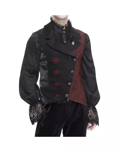 Black and Red Asymmetrical Vest for Men