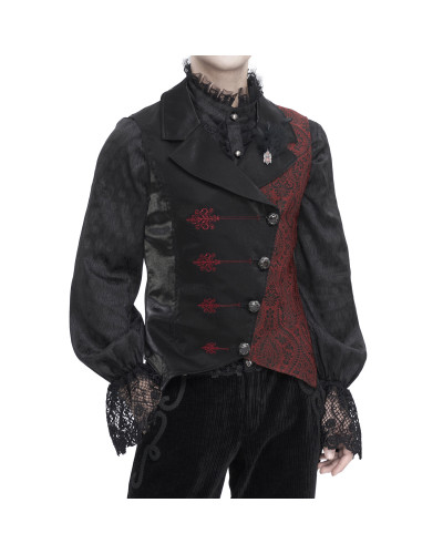 Chaleco Gótico Negro con Brocado para Hombre