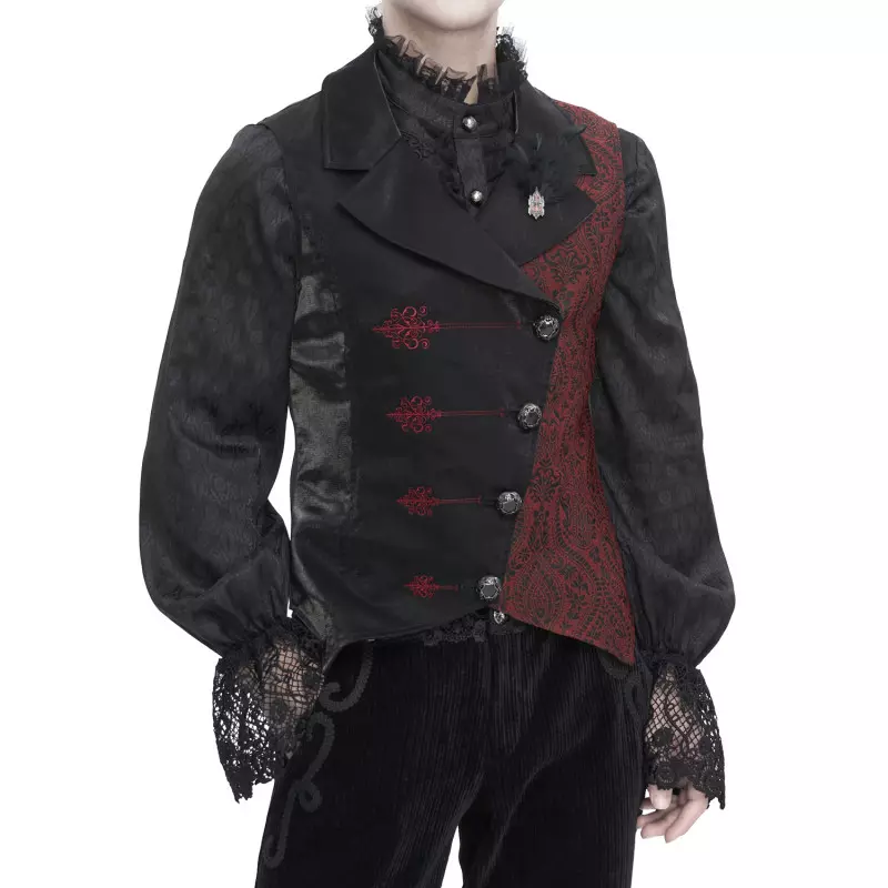 Colete Preto e Vermelho Assimétrico para Homem da Marca Devil Fashion por 79,90 €