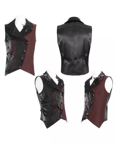 Black and Red Asymmetrical Vest for Men from Devil Fashion Brand at €79.90