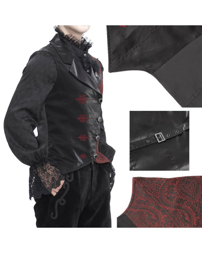 Chaleco Gótico Negro con Brocado para Hombre