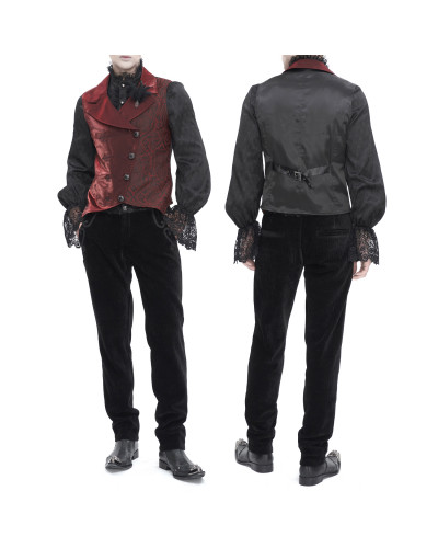 Schwarze Gothic Weste mit Brokat für Männer