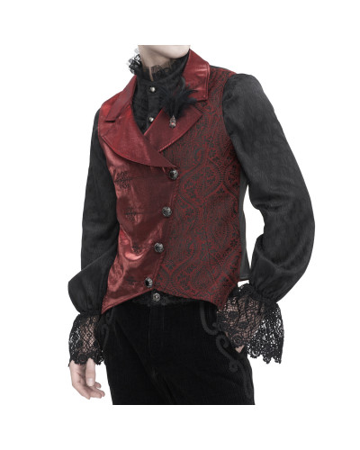 Schwarze Gothic Weste mit Brokat für Männer