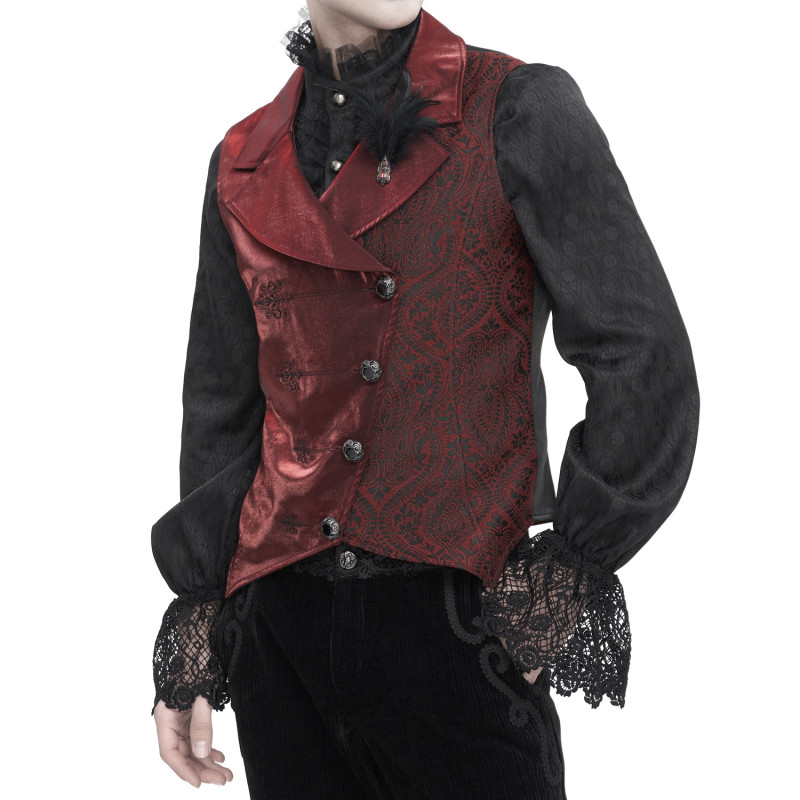Schwarze Gothic Weste mit Brokat für Männer
