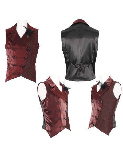 Schwarze Gothic Weste mit Brokat für Männer