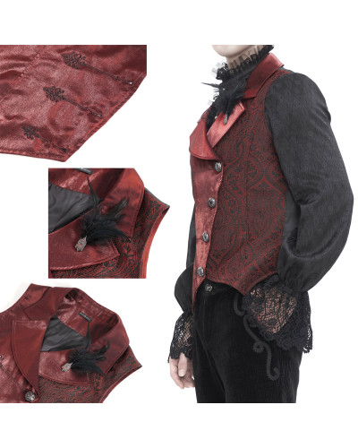 Schwarze Gothic Weste mit Brokat für Männer