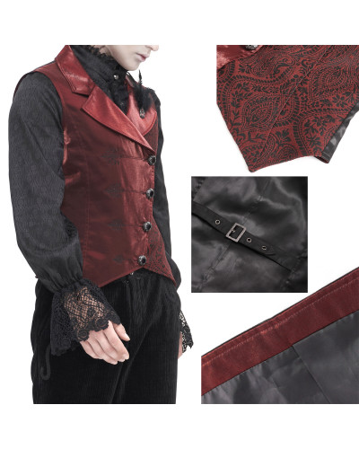 Schwarze Gothic Weste mit Brokat für Männer