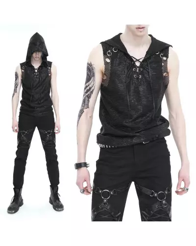 T-Shirt mit Netzstoff und Kapuze für Männer der Devil Fashion-Marke für 49,90 €