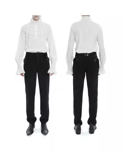 Camisa de vestir de rejilla blanca para hombre y chaleco negro