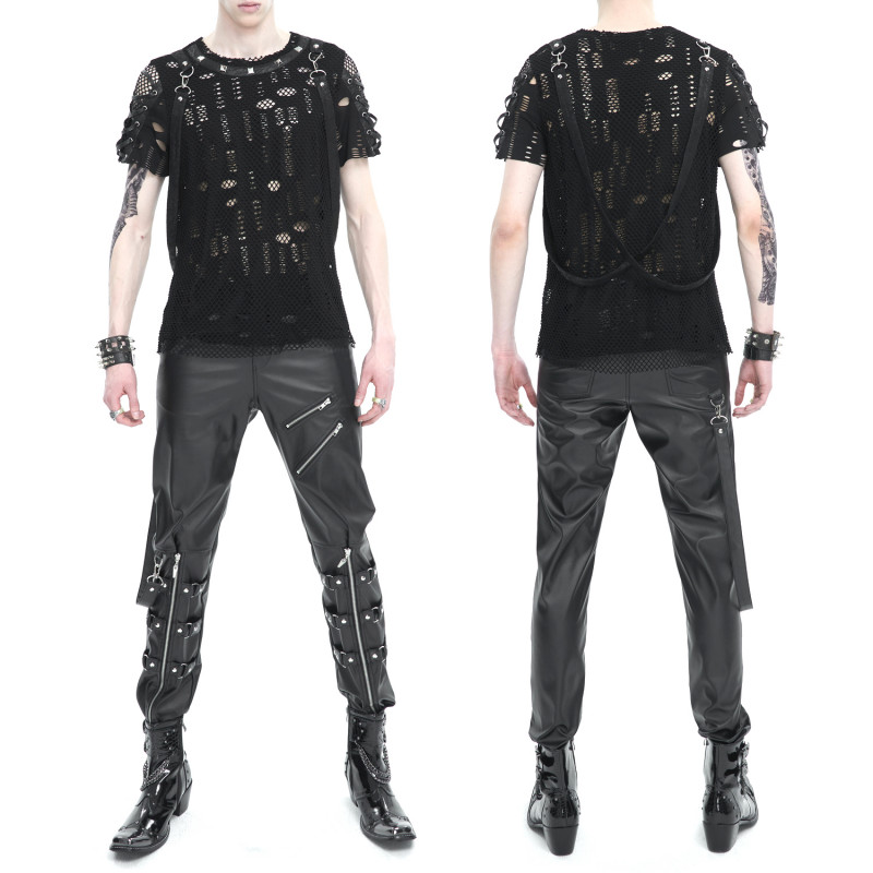 Camiseta con Rejilla y Tachuelas para Hombre