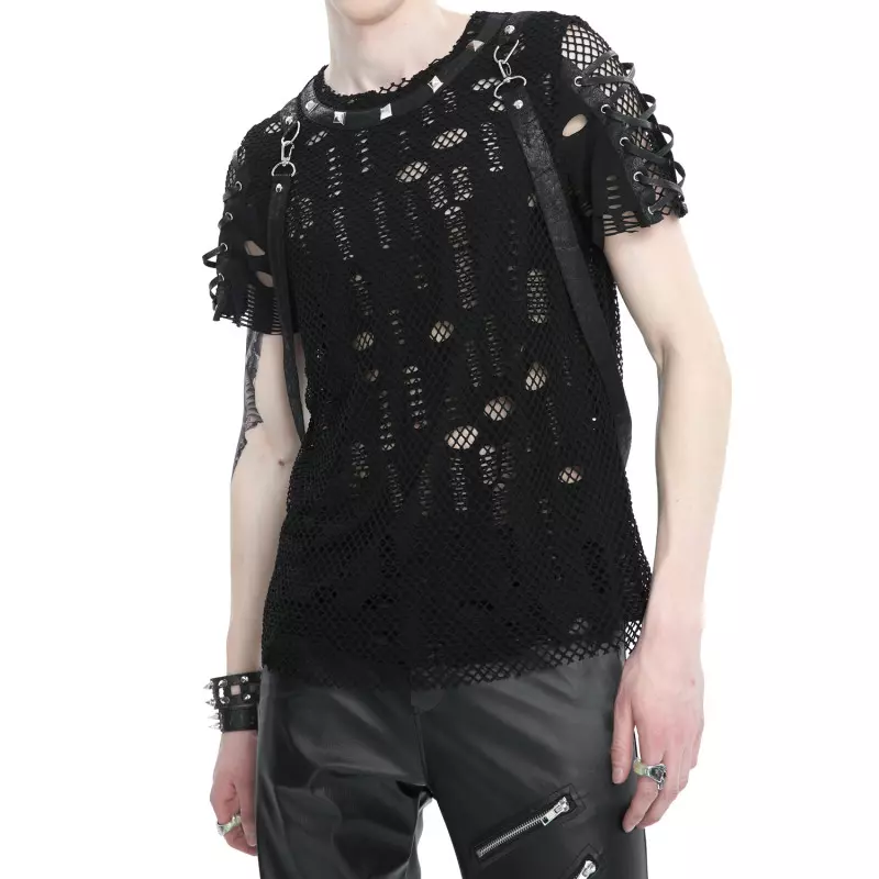 Camiseta con Rejilla y Tachuelas para Hombre marca Devil Fashion a 65,00 €