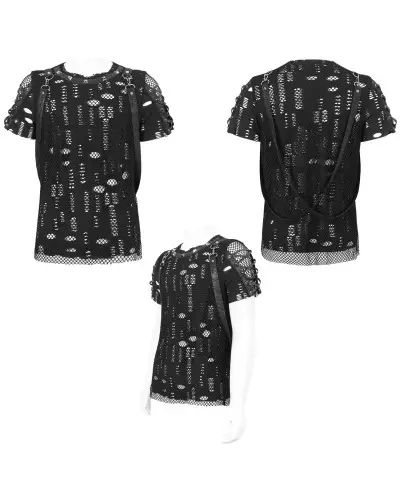 T-Shirt with Mesh and Studs for Men from Devil Fashion Brand at €65.00