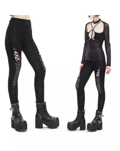 Schwarze Leggings mit Netzstoff der Devil Fashion-Marke für 55,50 €