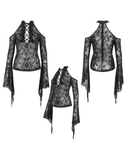 Durchsichtiges Gothic T-Shirt mit Mustern