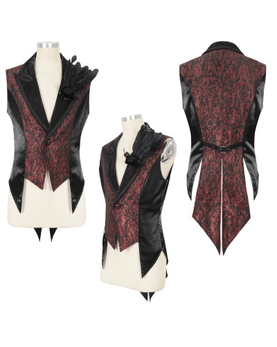 Gilet Gothique Noir avec Brocart pour Homme