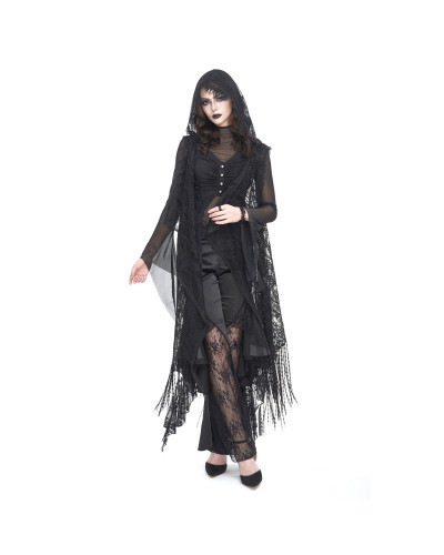 Langer Gothic Umhang aus Tüll