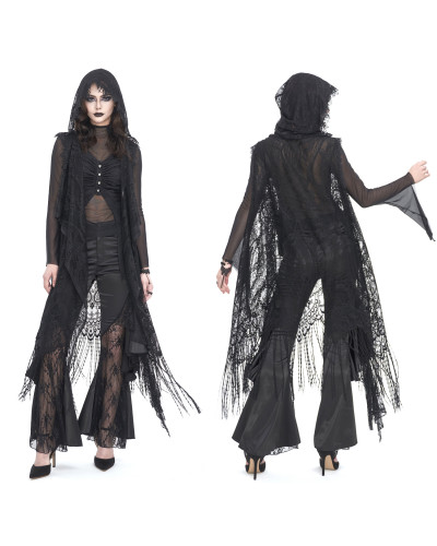 Langer Gothic Umhang aus Tüll