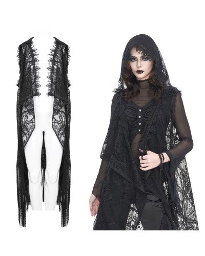 Langer Gothic Umhang aus Tüll