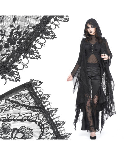 Langer Gothic Umhang aus Tüll