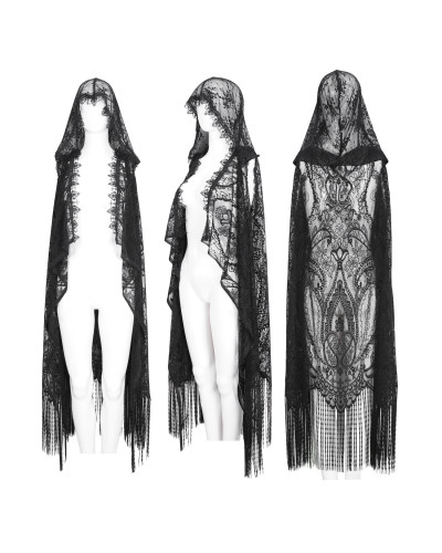 Langer Gothic Umhang aus Tüll