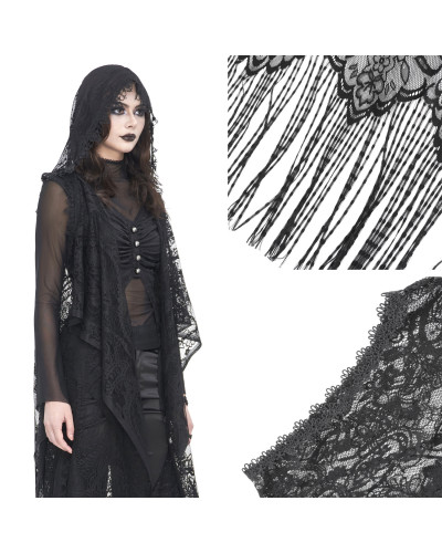 Langer Gothic Umhang aus Tüll
