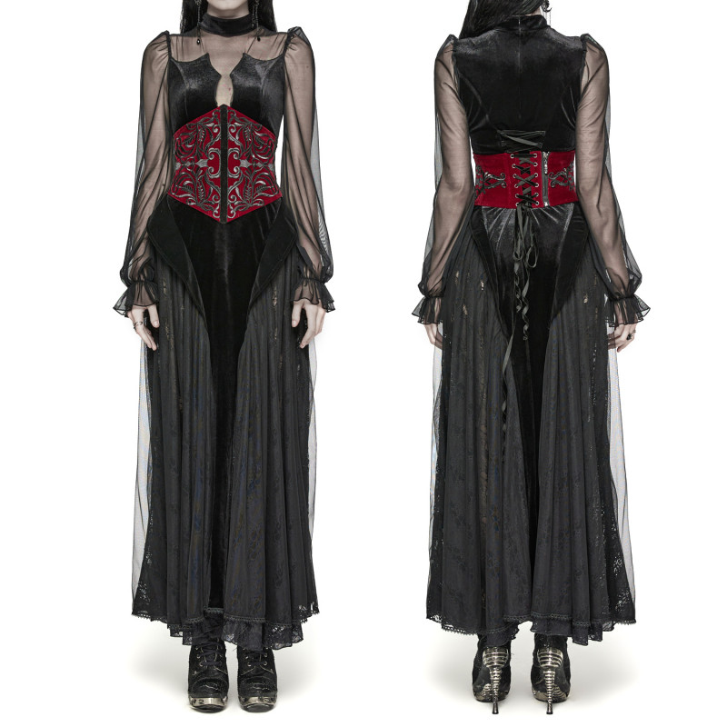 Red Underbust Corset with Filigree