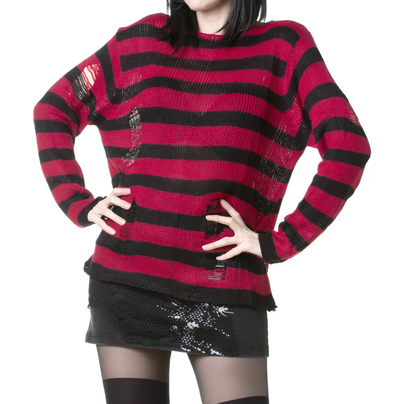 Schwarz-Roter Gothic Pullover