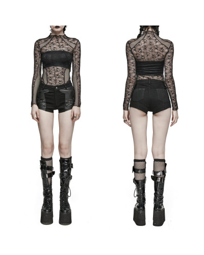 Transparentes Gothic T-Shirt mit Kapuze