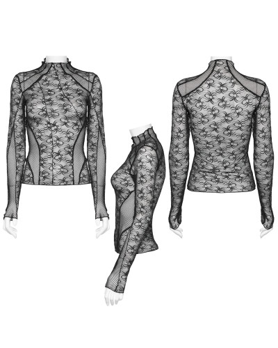 Camiseta Gótica Transparente con Capucha