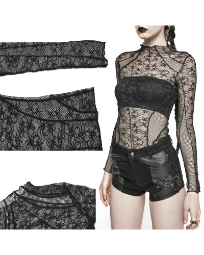 Camiseta Gótica Transparente con Capucha