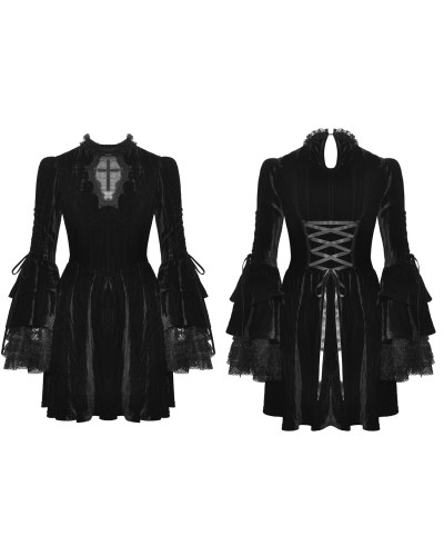 Vestido Gótico de Terciopelo con Cruz