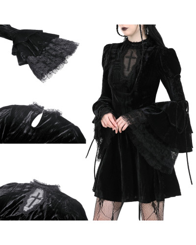 Vestido Gótico de Terciopelo con Cruz