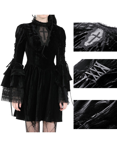 Vestido Gótico de Terciopelo con Cruz